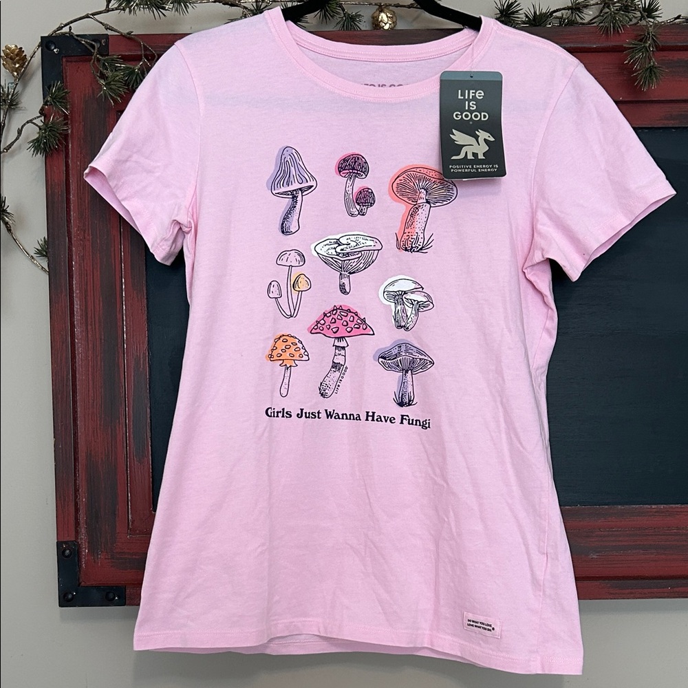 Life Is Good Light Pink Mushroom Tee